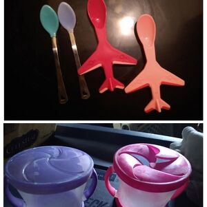 Airplane-Themed Kids Spoon Set - Red, Pink, Blue